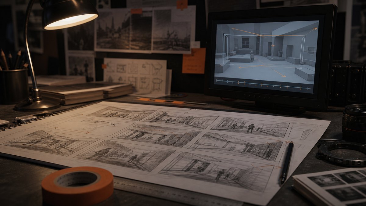 Storyboard ve previz planlama masası