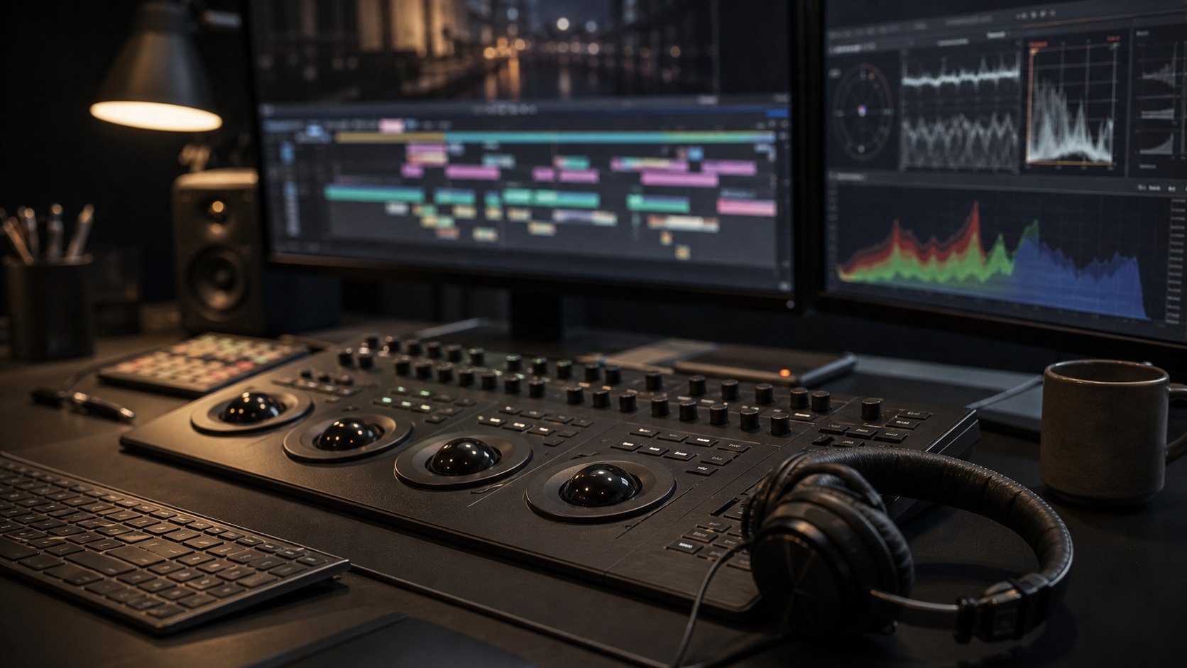 Editorial and color grading screens